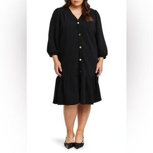 Estelle Black Elissa Ruffle Hem Dress Size 2X/18W